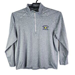 Mens Gray Champion Pullover Sweatshirt University Of Michigan 1/4 Zip Size L